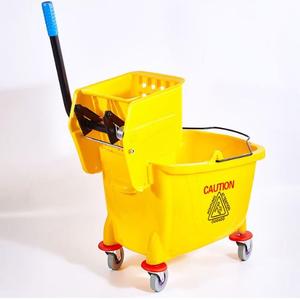 Carrito de limpieza plegable con doble cubo y escurridor para hospitales y aeropuertos, hecho de plástico duradero - Product Image 4