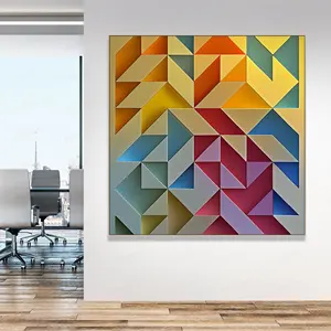 새로운 디자인 사용자 정의 3D 회화 벽 예술 나무 삽화 거실 장식 기하학적 그림 현대 구호 그림
