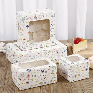 Tùy chỉnh trong suốt <span class=keywords><strong>mini</strong></span> bánh bao bì hộp bánh cupcake <span class=keywords><strong>muffin</strong></span> trứng Tart tráng miệng hộp làm từ giấy kraft - Product Image 4