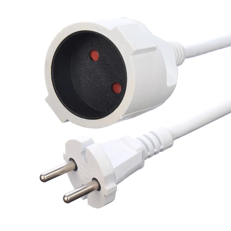 Factory Direct VDE 10A Quality Power Cords   Extension Cords White 2 Pin Plugs   Sockets for Home Appliances Power Supply
