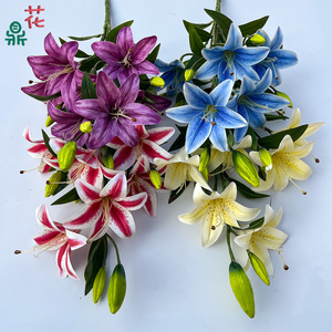 Ramos de Lirios de Seda de 6 Cabezas, Flores Artificiales Impermeables, Decoración Moderna para el Hogar, Decoración Navideña - Product Image 1