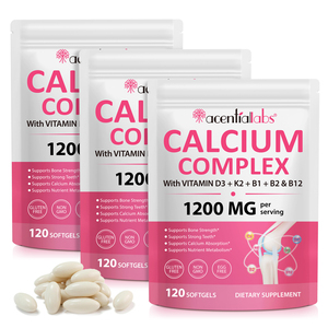 Cápsulas Blandas de COMPLEJO DE CALCIO Acentiallabs con VITAMINA D3 + K2 + B1 + <span class=keywords><strong>B2</strong></span> y <span class=keywords><strong>B12</strong></span>, Suplemento Nutritivo para Fortalecer Huesos y Dientes - Product Image 3