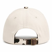 Casquette de baseball en coton à 5 panneaux avec broderie latérale, logo personnalisé, imprimé léopard vache, bordure brodée 3D, style western cowgirl, blanche