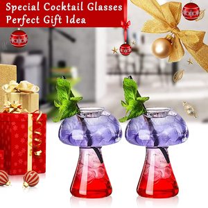 Ensemble de 2 verres à cocktail créatifs en forme de <span class=keywords><strong>champignon</strong></span>, verres à boisson transparents en forme de <span class=keywords><strong>champignon</strong></span>, 250 ml, verres à vin pour fête, verres à <span class=keywords><strong>champignon</strong></span> originaux - Product Image 4