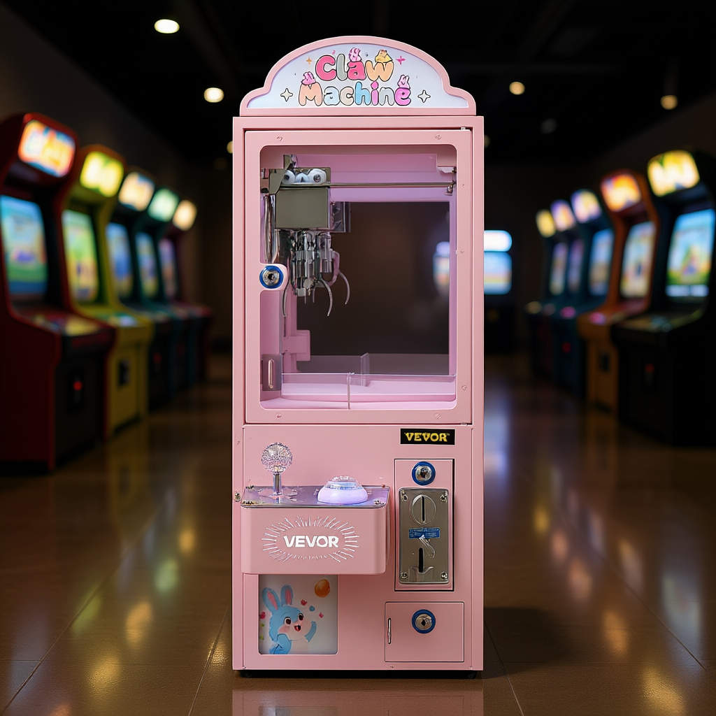 Claw Crane Machine Medium Size Pink Clamp Grab Type Arcade Prize