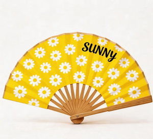 Abanicos Plegables Grandes Personalizados con Impresión UV Reactiva, Abanico de Bambú Plegable de 13 Pulgadas, Abanico Grande para Eventos - Product Image 4