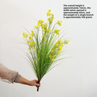 Bunga Daffodil Buatan 3 Cabang, Bunga Daphne, Rumput Bawang Besar untuk Dekorasi Pernikahan dan Rumah Bergaya Rustic, Perlengkapan Fotografi Hotel