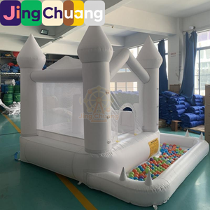 Castillo Inflable Blanco con Tobogán, Trampolín Infantil para Interiores y Exteriores, Tobogán Doble con Piscina de Pelotas, Juguete de PVC Reforzado - Product Image 3