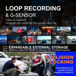 Caméra de tableau de bord universelle 4K HD à double objectif avec contrôle par application, vision nocturne supérieure, enregistrement audio, moniteur de stationnement 512 Go et Wi-Fi - Product Image 3