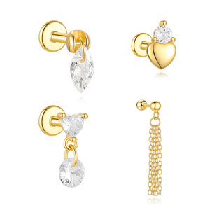 Pendientes de Plata 925 con Zirconia de Lujo, Diseño de Corazón Simple y Borla, Marca CANNER - Product Image 1