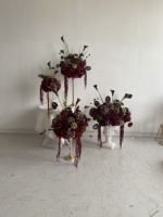 Décoration florale artificielle de style jardin en soie de haute qualité, design luxueux, durable, pour événements, centre de table de mariage