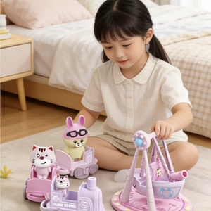 Ensemble <span class=keywords><strong>de</strong></span> jeu <span class=keywords><strong>de</strong></span> simulation Train <span class=keywords><strong>de</strong></span> parc d'attractions et Bateau <span class=keywords><strong>pirate</strong></span> (2 styles <span class=keywords><strong>de</strong></span> couleurs) Jouet éducatif en ABS écologique avec figurines Chat et Lapin - Product Image 4