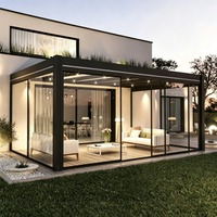 Véranda écologique en verre avec panneaux en verre trempé, toit polygonal et toit cintré pour balcon et hôtel, serre facile à construire