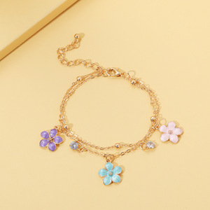 Bracciale regolabile gioielli per bambini e donne alla moda classico placcato <span class=keywords><strong>oro</strong></span> lega catena bracciale a catena fiore - Product Image 5