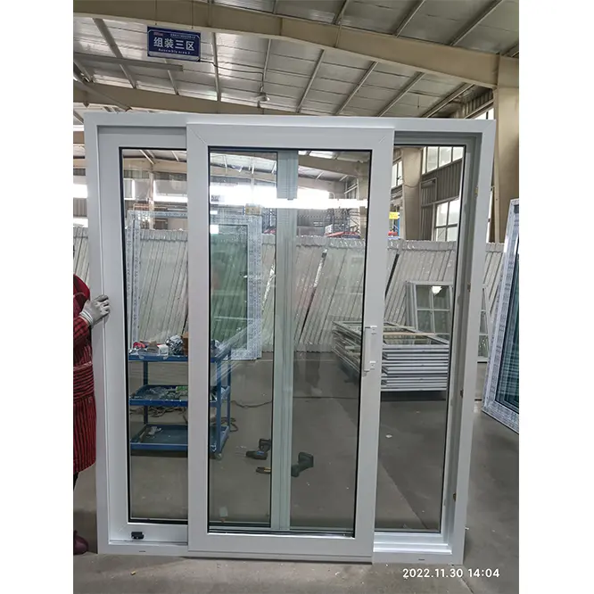 Puerta corredera de PVC de vidrio doble de venta directa de fábrica