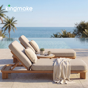 Chaises longues de <span class=keywords><strong>jardin</strong></span> en gros pour villas, ensemble de mobilier de patio haut de gamme, chaises longues de soleil en teck de qualité supérieure pour hôtels et complexes hôteliers - Product Image 1