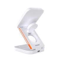 Stasiun pengisi daya PD magnetik 3-in-1 7W-15W, pengisi daya nirkabel dapat dilipat dengan Port OTP Tipe C dan perlindungan OVP