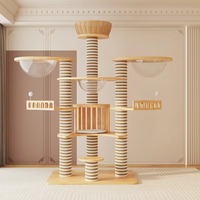 Arbre à chat moderne en bois massif et sisal, grand, luxueux et écologique, avec structure d'escalade pour usage domestique, design multi-chats, en carton