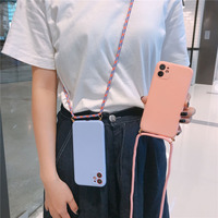 Coque de téléphone portable en Silicone, collier, lanière, bandoulière, sangle de cou/cordon/corde, étui de téléphone pour iPhone 14 13 Pro Max 12 11 XR XS MAX
