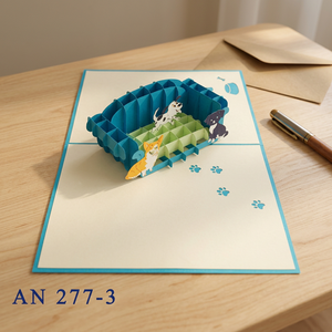 Viet-craft Carte pop-up 3D faite main, design personnalisé, thèmes Chiens, Canapé, Animaux du Vietnam, Découpe de papier, pour le Nouvel An Chinois et Noël, Produit phare - Product Image 2