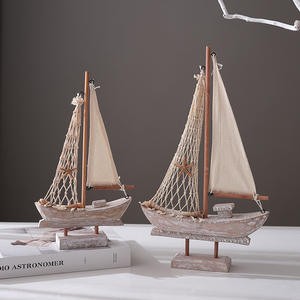 Modèle de voilier en bois fait à la main, bateau de pêche, décoration de la maison, ornement de table sur le thème nautique pour salon, chambre à coucher, bureau - Product Image 3