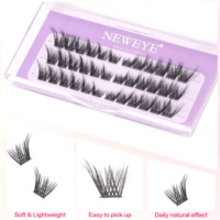 Cils professionnels sans colle, 36 bouquets, 3 rangées, mix 8-14mm, courbure D, auto-adhésifs, à poser soi-même, cils en grappe DIY, marque privée OEM