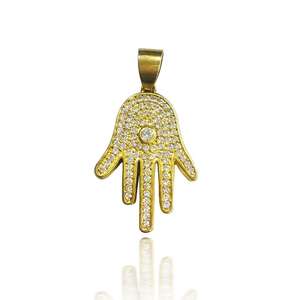 2023 Hip hop Micro inserto 14k oro 925 argento <span class=keywords><strong>Hasma</strong></span> collana con ciondolo a mano - Product Image 5