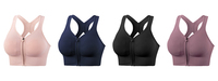 Soutien-gorge de sport OEM sans coutures à fermeture éclair croisée sur le devant, grande taille, respirant, séchage rapide, pour la course, l'entraînement, la gym, le yoga, motif uni pour femme