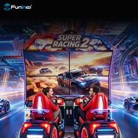 Simulateur de course à 4 écrans pour deux joueurs Super Racing 2 avec éclairage LED pour parcs d'attractions