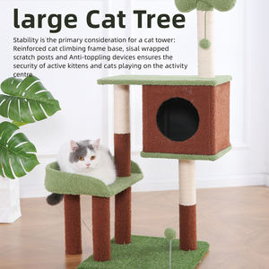 Eleganter Hoher Katzenbaum mit Mehrstufigen Plattformen Blattförmigem Design und Geräumigem Katzenklo - Product Image 4