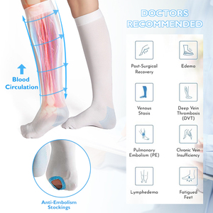 Compports White Brand <span class=keywords><strong>Nylon</strong></span> Unisex 15-20 MMHG Kniekousen tegen trombose met doosverpakking - Product Image 2