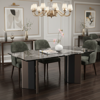 Ensemble de table à manger carrée moderne de luxe italienne avec plateau en marbre naturel 6 places pour la maison et les restaurants