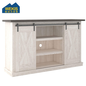 WEKIS legno porta fienile scorrevoli centro intrattenimento fattoria imbiancata grigio Media Console portaoggetti TV supporto - Product Image 4