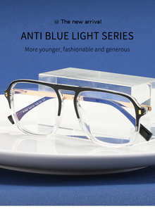 MS 81082 <span class=keywords><strong>2023</strong></span> Meilleures ventes Vente en gros Nouvelles lunettes carrées pour hommes Métal TR90 Optique Anti-lumière bleue Lunettes Monture Stripe Design - Product Image 4