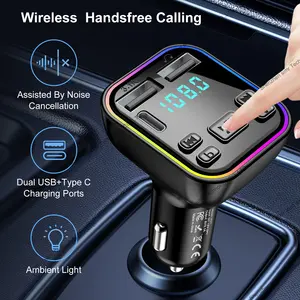 Simr PD QC 3.1A Wireless Handsfree Audio Car Mp3 Player Car Kit Dual USB C Fast Car Charger Modulator Bluetooth Fm Transmitter