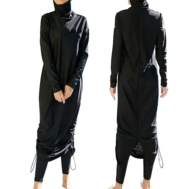 ชุดว่ายน้ำมุสลิมแขนยาวทรงหลวมสำหรับผู้หญิงเสื้อผ้าอิสลามแบบดั้งเดิม