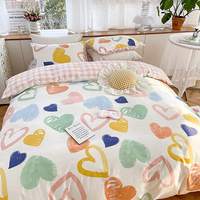 Service d'échantillonnage disponible : Parure de lit pour enfants en pur coton doux, motif cœur de dessin animé mignon, avec housse de couette