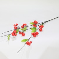 Cabang Buah Crabapple Palsu 80CM Grosir, Semprotan Buah Berry Buatan untuk Rangkaian Bunga Musim Gugur, Pemasok dari Cina