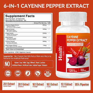 Cápsulas de Pimienta de Cayena Orgánica 400mg, Alto Contenido de Capsaicina, 90 Cápsulas Vegetales, Estimulan el Metabolismo y el Control de Peso - Product Image 2