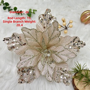 Fleur de Noël artificielle en velours de haute qualité de 26 cm, vente en gros, <span class=keywords><strong>pour</strong></span> mariage, fête, décoration de la <span class=keywords><strong>maison</strong></span>, fleur de Noël - Product Image 4