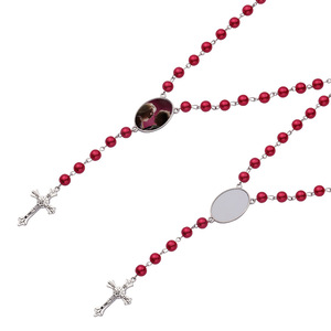 Bracelet porte-clés chapelet catholique, collier pendentif croix, <span class=keywords><strong>cadeau</strong></span> commémoratif religieux DIY, porte-clés personnalisé par sublimation avec photo - Product Image 4