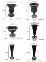 Pot de fleurs moderne en fer noir mat sur piédestal, jardinière en métal à bordure argentée pour décoration intérieure, vase gaufré multi-tailles pour mariage
