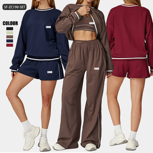 Set Felpa con Cappuccio Bicolore da <span class=keywords><strong>Donna</strong></span> con LOGO Personalizzabile, <span class=keywords><strong>Tuta</strong></span> in Pile OEM/ODM con Stampa Logo per Moda Street - Product Image 2