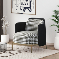 Fauteuil canapé pied-de-poule de luxe léger pour salon nordique fauteuil en tissu simple et moderne pour appartement fauteuil de loisirs unique de designer