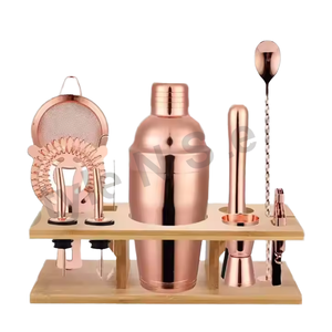 Ensemble cadeau de barman professionnel durable et moderne, 16 pièces, accessoires de bar, shaker à cocktails en acier inoxydable rose gold, kits de 750 ml - Product Image 4
