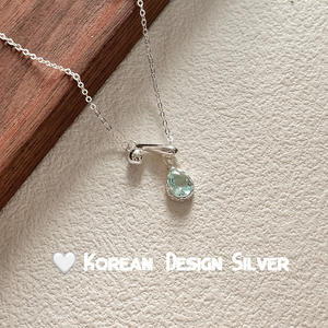 <b>Blue</b> Teardrop Gem Pull-Tab Adjustable Clavicle Necklace 925 Sterling Silver - Product Image 4