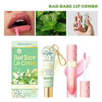 Set de Labiales Bad Babe: Brillo Labial Transparente Mineral Frutal Esmerilado con Llavero, Hidratante y Voluminizador de Larga Duración