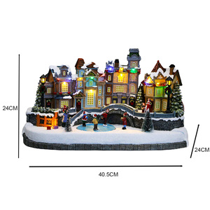 Escultura <span class=keywords><strong>de</strong></span> Resina Colorida, Divertida Aldea Navideña, Decoración para el Hogar, Artesanías, Reunión Anual, <span class=keywords><strong>Patinaje</strong></span>, Casa Pintada, Festividades - Product Image 3