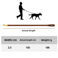 Tali Anjing Kulit Asli Tebal 4.0mm Heavy Duty dengan Perlengkapan Kuningan Solid, Tali Tarik Kulit Sapi Full Grain 1.5m untuk Anjing Besar