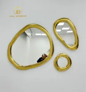 Ensemble de miroirs Halo dorés classiques de Boca do Lobo miroir mural à cadre en acier inoxydable de luxe miroirs ornementaux pour la décoration intérieure